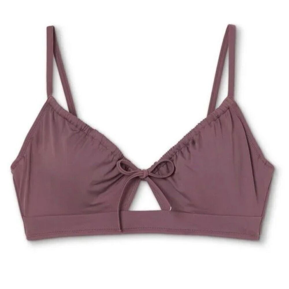 Shade & Shore Swim Bikini Top Tunneled Tiefront Dusk Purple Women’s Size 36C